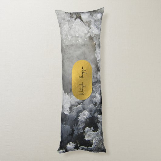 Signatur von Schwarzen-Gold-Fohlen-Kristallen Seitenschläferkissen (Rückseite (Vertikal))