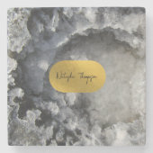 Signatur von Schwarzen-Gold-Fohlen-Kristallen Steinuntersetzer (Vorderseite)