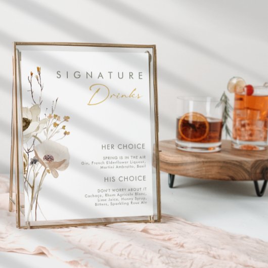 Signatur von Whimsical Wildblume Drinks Poster