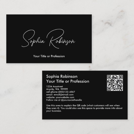 Signature Black QR Visitenkarte (Vorne/Hinten)