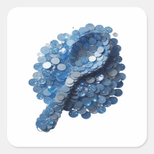 Signature Blau Abstract Vinyl Stil Quadratischer Aufkleber