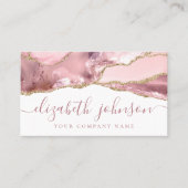 Signature Blush Pink Gold Glitzer Agate Marmor Visitenkarte (Vorderseite)