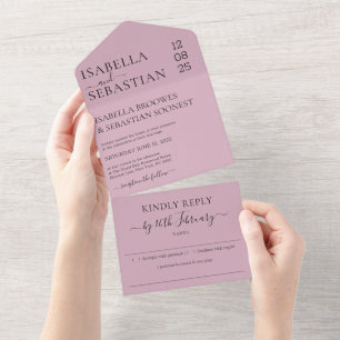 Signature Blush Pink Hochzeit Freundliche Antwort All In One Einladung
