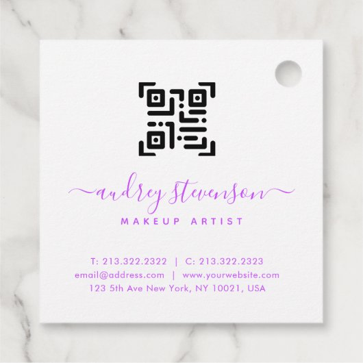 Signature Chic Typography Purple and Beauty QR Geschenkanhänger (Rückseite)