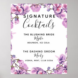 Signature Cocktail Bar lila Hochzeit Poster