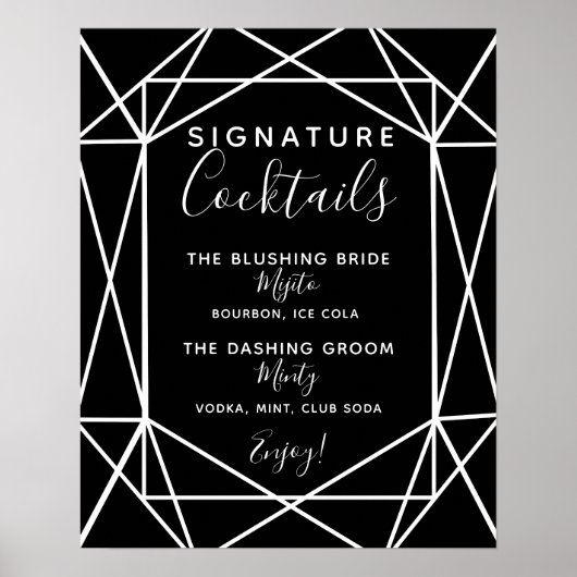 Signature Cocktail Bar Zeichen geometrische Hochze Poster (Vorne)