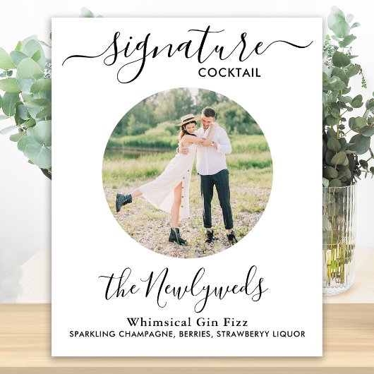 Signature Cocktail Custom Foto Wedding Drink Bar Poster