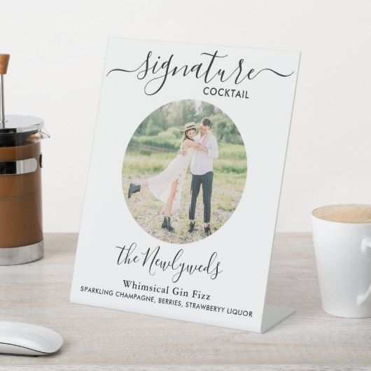 Signature Cocktail Custom Foto Wedding Drink Bar Sockelschild (In SItu)