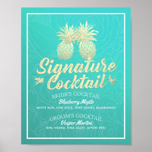 Signature Cocktail Drink Menü Hochzeitsdekor Poste Poster (Vorne)