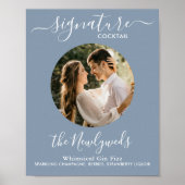 Signature Cocktail Foto Dusty Blue Wedding Bar Poster (Vorne)