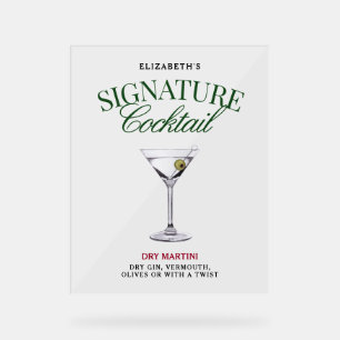 Signature Cocktail Grün & Rot Klasse Acrylschild