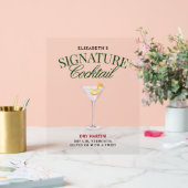 Signature Cocktail Grün & Rot Klasse Acrylschild (Hochzeit)