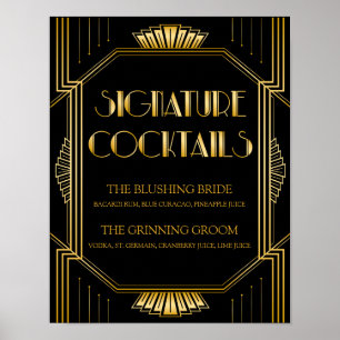 Signature-Cocktail-Hochzeitszeichen Gatsby Art D Poster