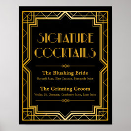 Signature-Cocktail-Hochzeitszeichen | Gatsby Art D Poster