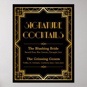 Signature-Cocktail-Hochzeitszeichen Gatsby Art D Poster