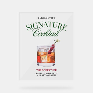 Signature Cocktail Klasse Grün & Rot Acrylschild