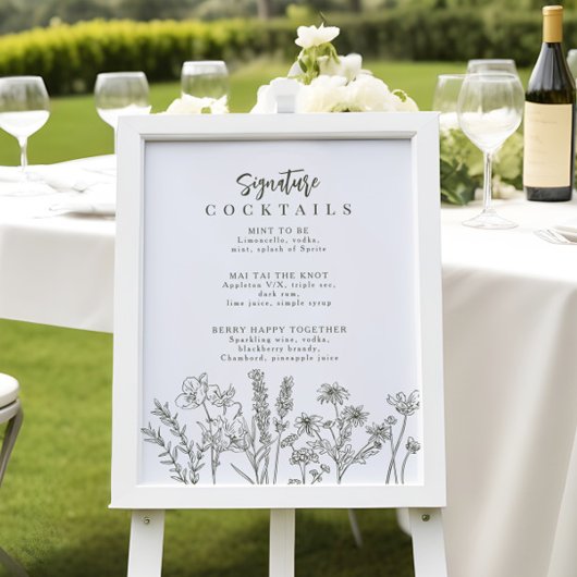 Signature-Cocktail-Menü-Signatur von Boho Wildblum Poster