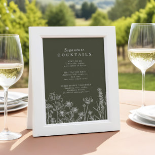 Signature-Cocktail-Menü-Signatur von Boho Wildblum Poster