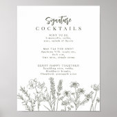 Signature-Cocktail-Menü-Signatur von Boho Wildblum Poster (Vorne)