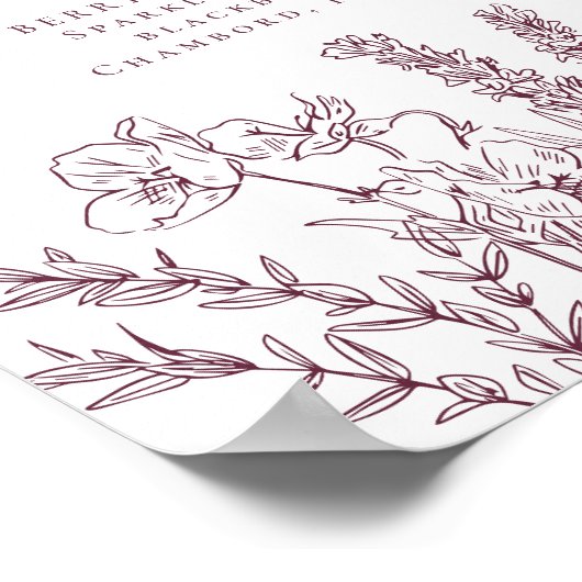 Signature-Cocktail-Menü-Signatur von Boho Wildblum Poster (Ecke)