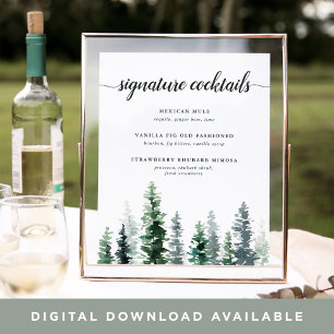 Signature Cocktail Menü-Zeichen für Holzhütten Poster