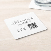 Signature Cocktail QR Code Wedding Rechteckiger Pappuntersetzer (angewinkelt)