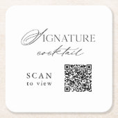 Signature Cocktail QR Code Wedding Rechteckiger Pappuntersetzer (Vorderseite)