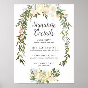 Signature-Cocktail-Zeichen für Creme und Elfenbein Poster