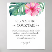Signature-Cocktail-Zeichen für tropische Hochzeite Poster (Vorne)