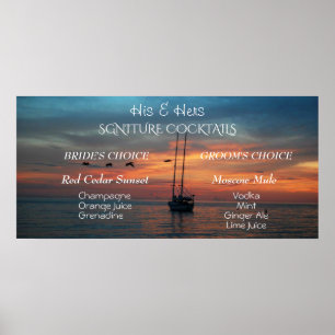Signature Cocktails Braut und Groom Sommer Sonnenu Poster