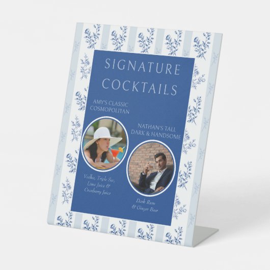 Signature Cocktails Chinoiserie Hochzeitsfeier Sockelschild (Vorderseite)