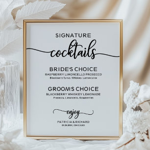 Signature-Cocktails Elegantes Script-Hochzeitssymb Poster