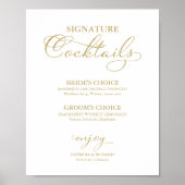 Signature Cocktails Gold Foil Wedding Zeichen Poster (Vorne)