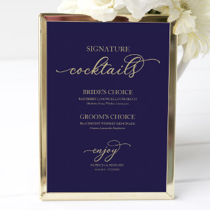 Signature-Cocktails Gold Schrift Navy Blau Schild