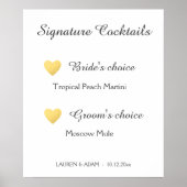 Signature Cocktails Hochzeitszeichen, Imitate gold Poster (Vorne)