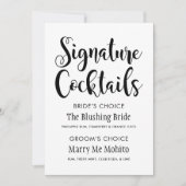 Signature Cocktails Moderne Schwarze Script Hochze (Vorderseite)