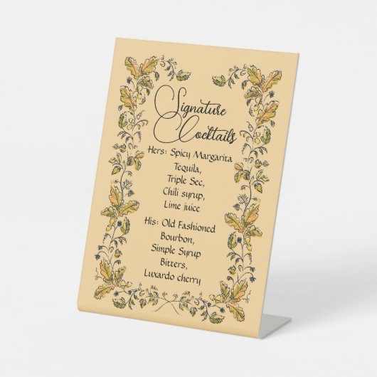 Signature-Cocktails-Podium-Schild Sockelschild (Vorderseite)