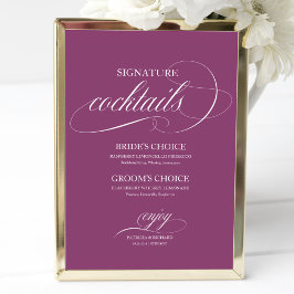 Signature-Cocktails Rosa Cassis-Zeichen Poster