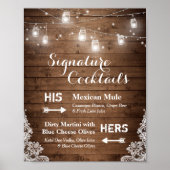 Signature Cocktails Rustikale String Lights Spitze Poster (Vorne)
