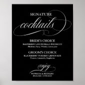 Signature-Cocktails Schwarz-weiße Hochzeitssymbol Poster (Vorne)