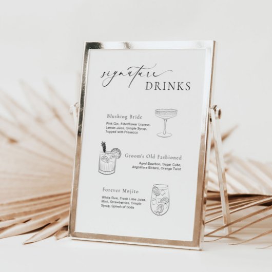 Signature Cocktails Signieren mit Drink Illustrati Poster