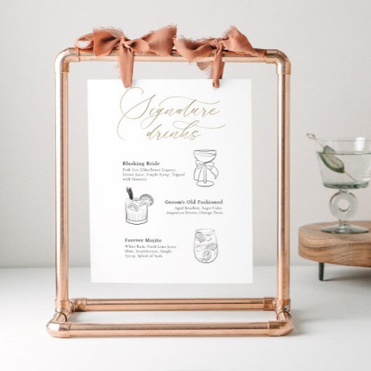 Signature Cocktails Signieren mit Drink Illustrati Poster