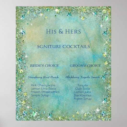 Signature Cocktails Tropisch Blue Green Glitzer Poster (Vorne)