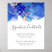 Signature Cocktails Watercolor Wedding Bar Menu Poster (Vorne)