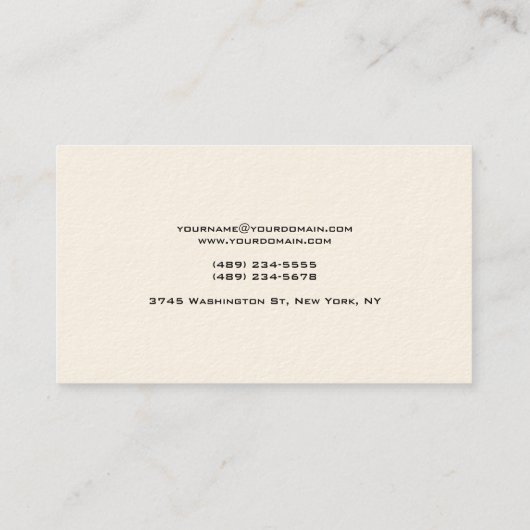 Signature Cream Einzigartig Minimalistisch Visitenkarte (Rückseite)
