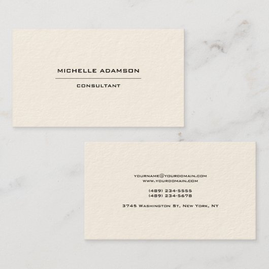 Signature Cream Einzigartig Minimalistisch Visitenkarte (Vorne/Hinten)