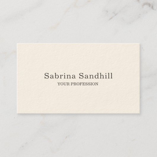 Signature Cream Elegant Schlicht Einfach Minimalis Visitenkarte (Vorderseite)