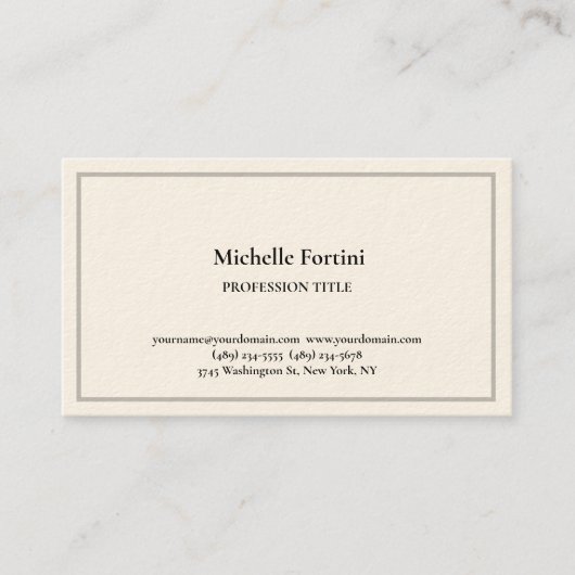 Signature Cream Elegant Schlicht Einfach Minimalis Visitenkarte (Vorderseite)