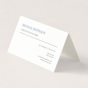 Signature Cream Moderne Elegant Simple Blue White Visitenkarten