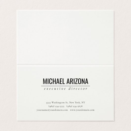 Signature Creme Minimalistisch Einfach Schlicht Visitenkarten (Außenseite Aufgefaltet)